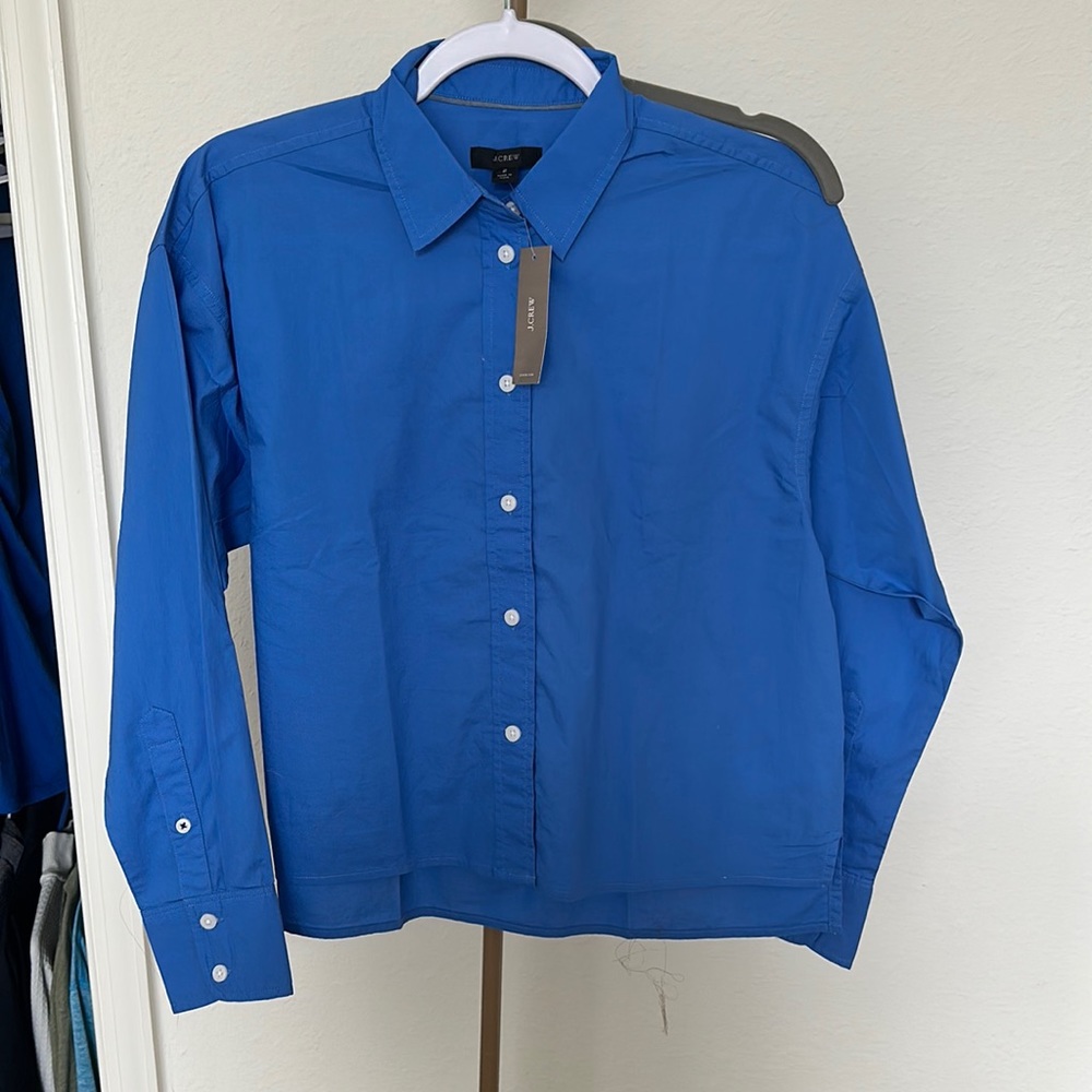 RELAXED-FIT CROPPED COTTON POPLIN SHIRT